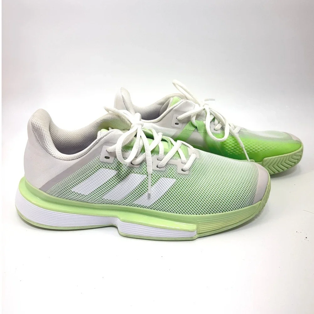 Adidas SoleCourt Bounce Tennis Pickleball Shoes Women 10 Green White Sports EUC